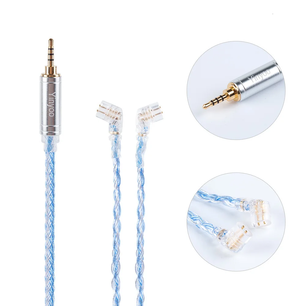 AK Yinyoo 16 Core Silver Plated Cable 2.5/3.5/4.4mm Balanced Earphone Upgrade Cable With MMCX/2Pin for ZS10 PRO AS16 ZSX C12