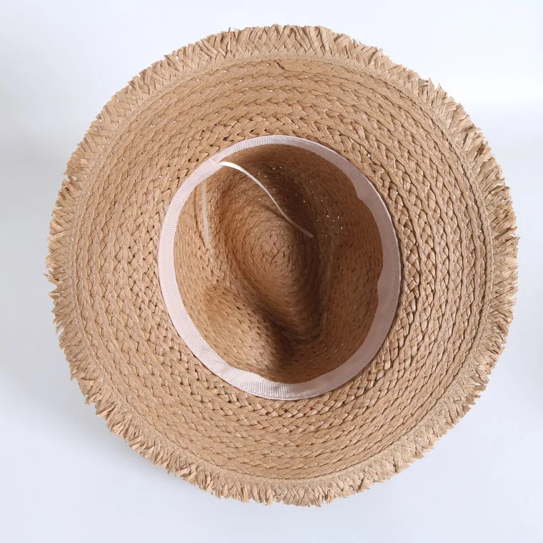 Шляпа из рафии женская с широкими полями Пляжная шапка в стиле кэжуал соломенная