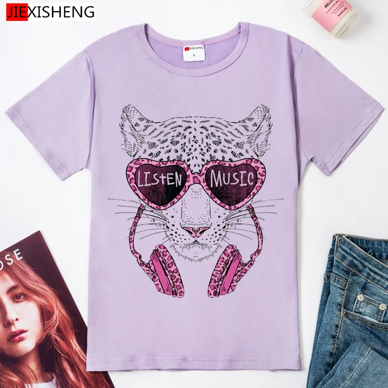 Женская футболка с забавным леопардовым принтом|printed t shirt women|t woment women casual |