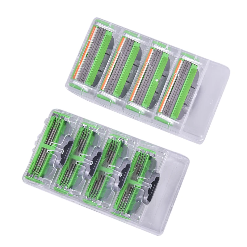 

4PCS/Set 3 Layers Men Face Shaving Razors Blades Male Manual Razor Blades For Standard Beard Shaver Trimmer Blades