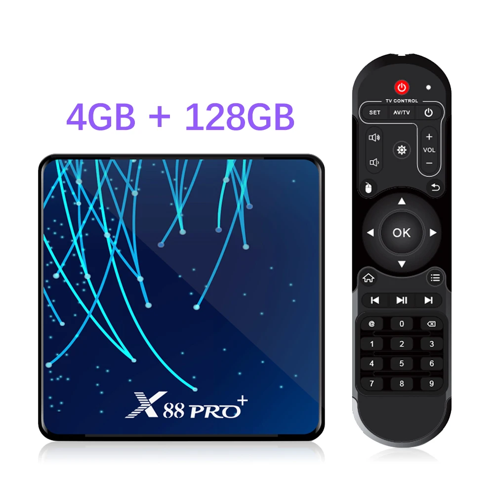 4G 128G Android 9,0 ТВ приставка 4 Гб 128 Гб Rockchip RK3368PRO 1080p 4K 60fps USB3.0 Google голосовой помощник Netflix X88 PRO Plus 32 Гб 64 ГБ - Цвет: 4G 128G