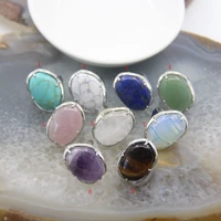 natural lapis lazulitiger eyewhite quartz open adjustable ringsoval rings jewelry giftwomens party wedding finger rings