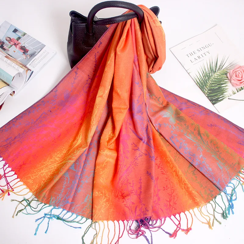 

Foulard Spring Autumn Women's Tassel Scarf Blanket Thick Keep Warm Cape Luxury Brand Jacquard Travel Shawl Ladies Ethnic Style