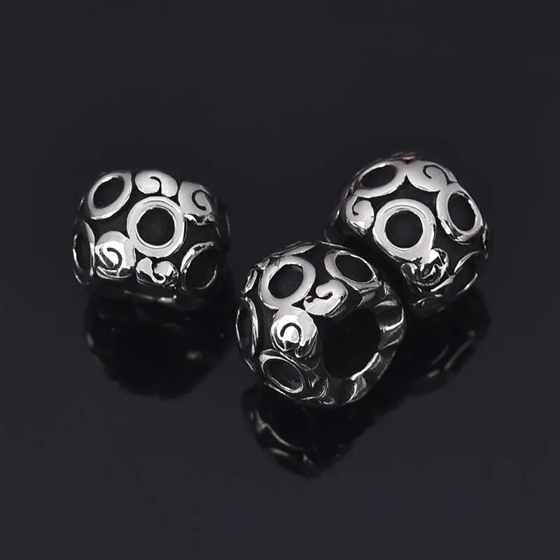 5 шт./лот бусины из нержавеющей стали отверстие мм кожаный шнур браслет