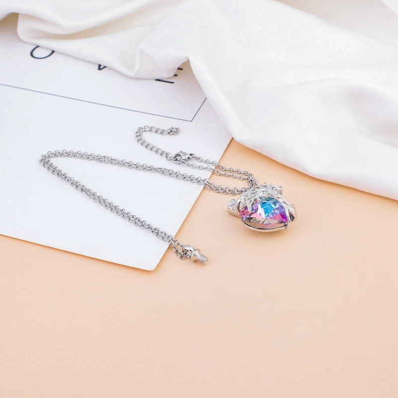 Фиолетовое кристальное сердце Подвеска-урна Дерево Жизни Ювелирные изделия для кремации Хранение пепла Поминальное колье.