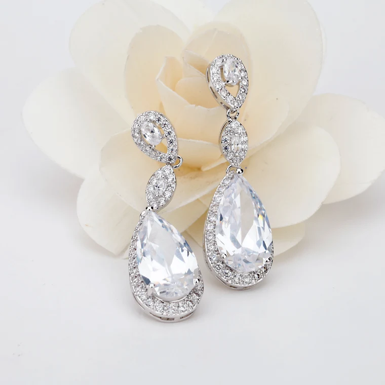RAKOL Классические Подвески в форме капелек из Кубического циркония длинные
