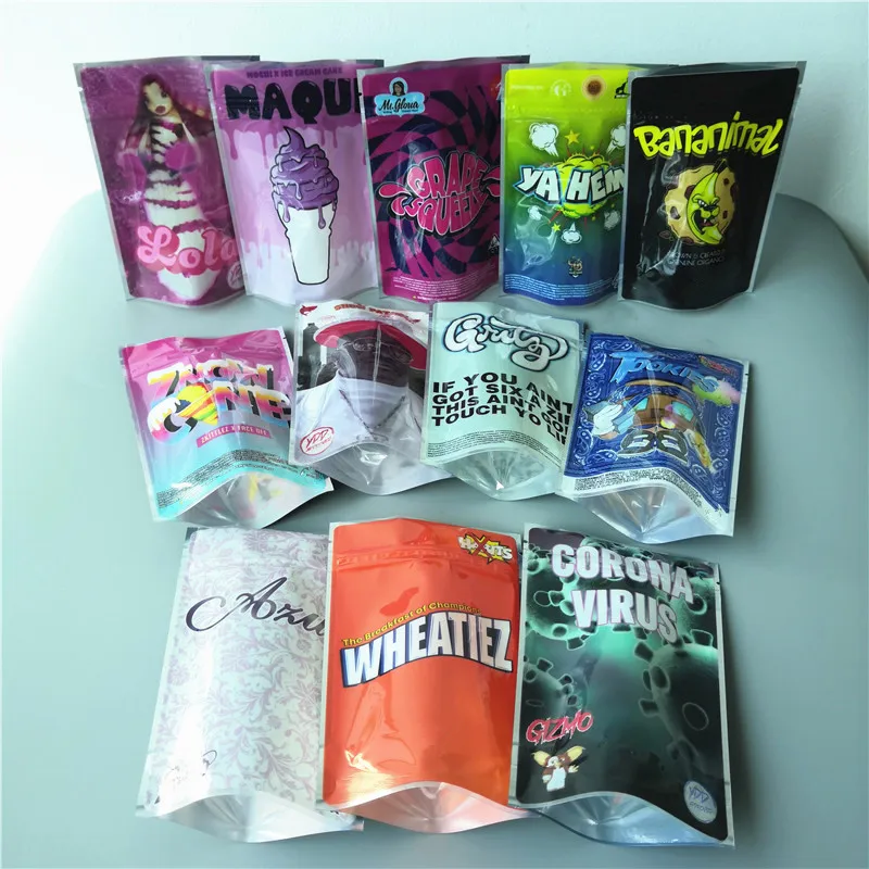 В наличии Resealable шутки вверх Запах стойкий майлар Ziplock стоьте мешок сорняков сумки