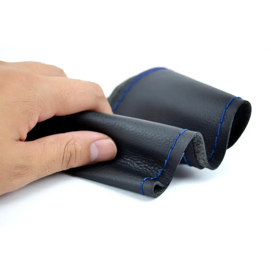 Роскошный синий автомобильный кожаный чехол на руль спортивный нескользящий из