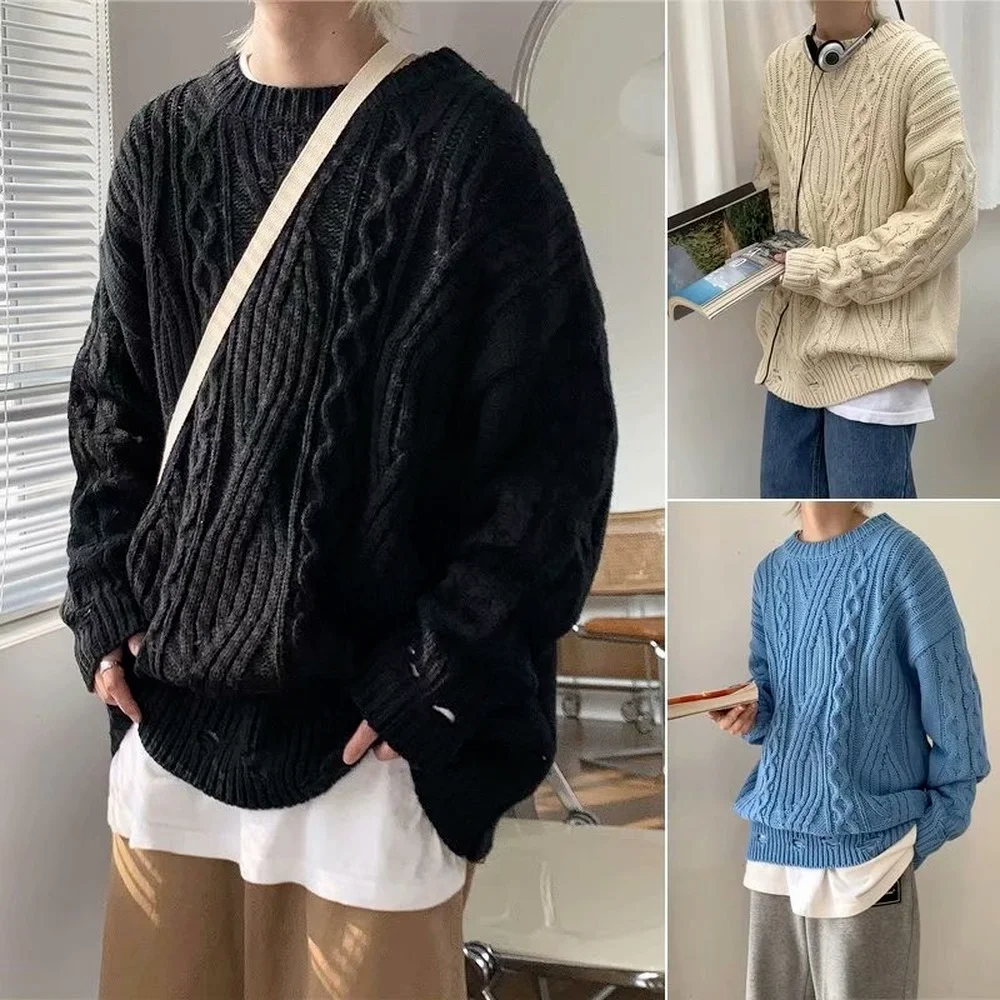 Зимний серый вязаный свитер на грубой подкладке джемпер теплый свитеры оверсайз