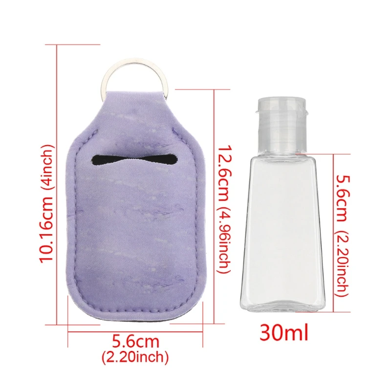 

15Sets Reusable 30ml Empty Sanitizer Refillable Travel Bottle Hand Soap Perfume Container Holder with Keychain Carriers