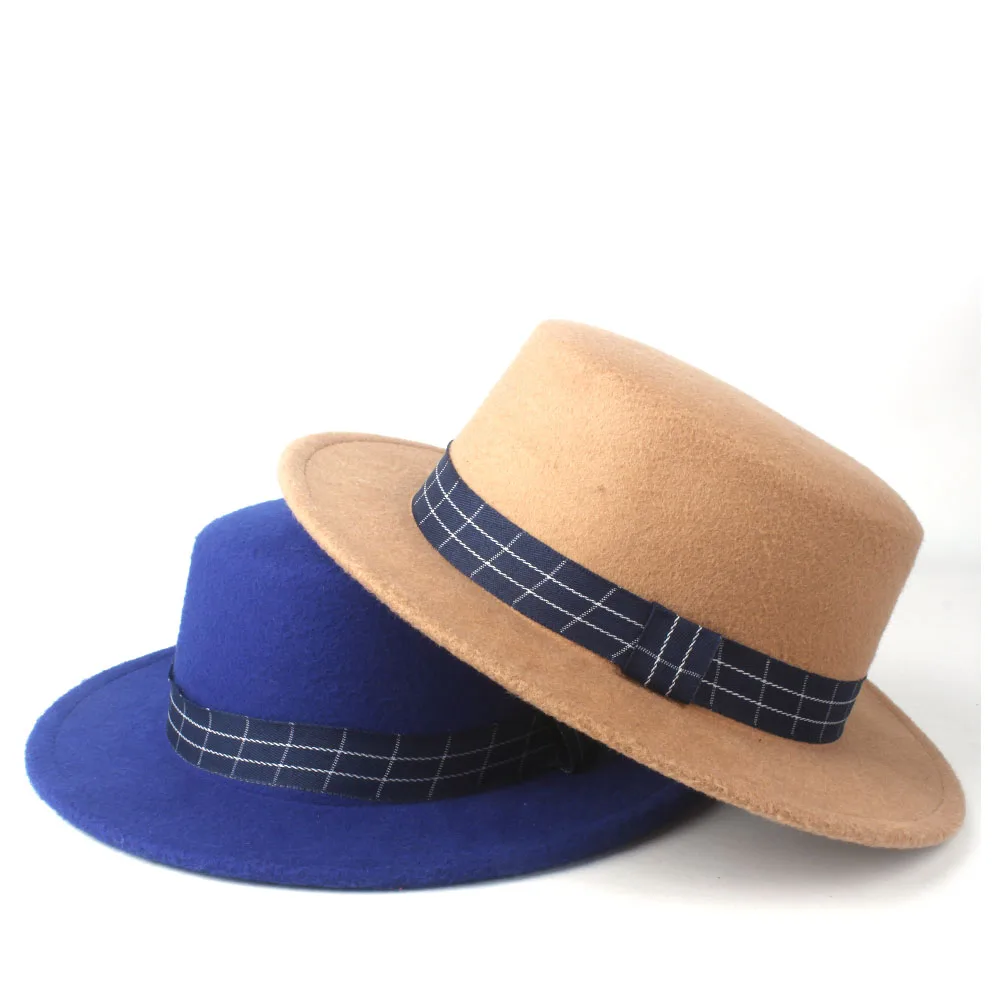 Мужская плоская шерстяная шляпа-котелок шляпа для джентльмена чайной вечеринки