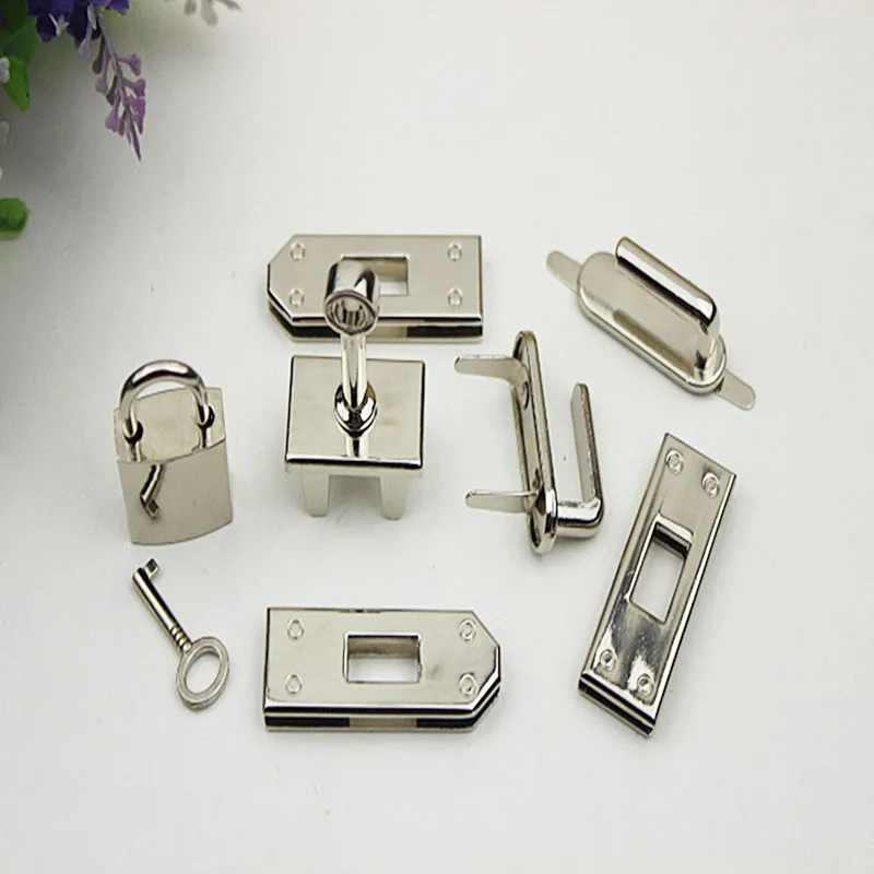 5Sets(7pcs/set) Metal Bag Hardware Accessories Women's Handbag Turn Twist Clasp Lock Buckle DIY Shoes Part Leathercraft