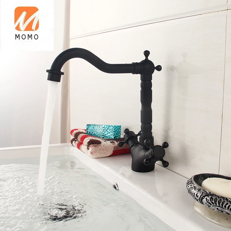 

Black copper European kitchen faucet cold and hot faucet