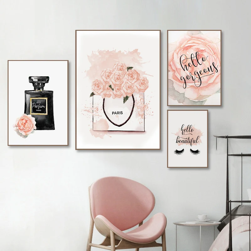 Принт с ресницами Hello Beautiful Girls украшение для спальни флакон духов Картина на