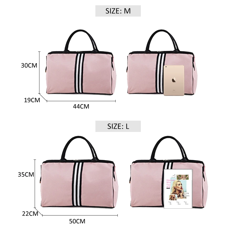 Women Sport Bag Stripe Gym Bag Fitness Sports Bag Large Travel Handbag Duffle Bags Overnight Weekend Traveling Bags Men XA637WB