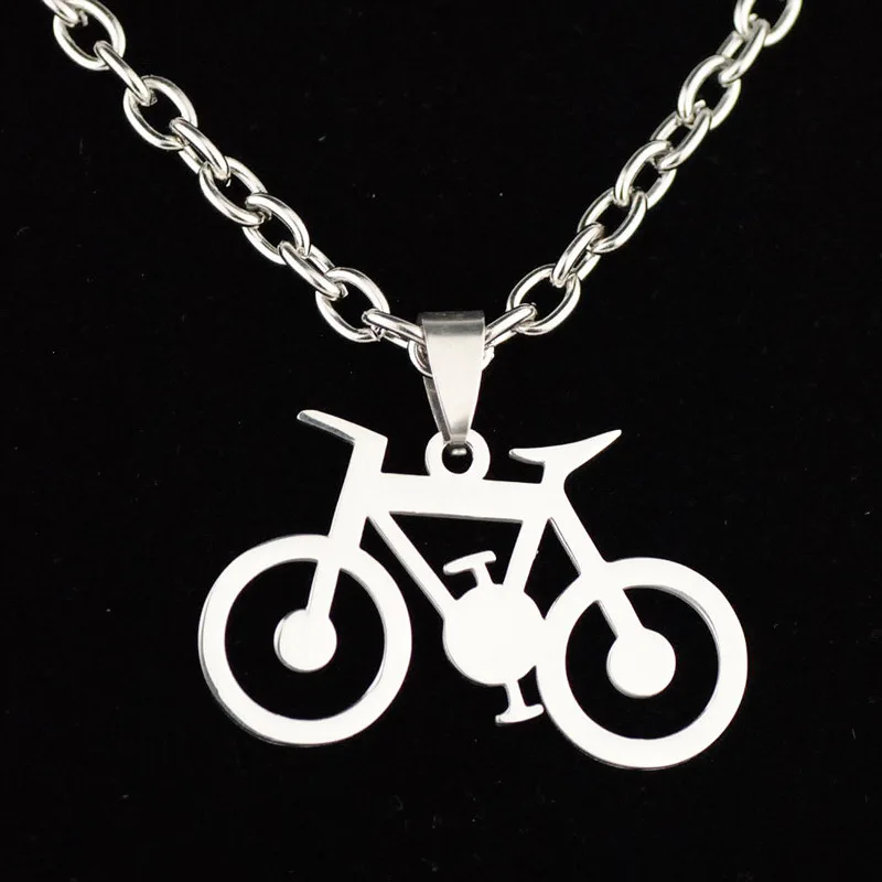 Нержавеющая сталь простой подвеска в форме велосипеда Ожерелье Милые серебро