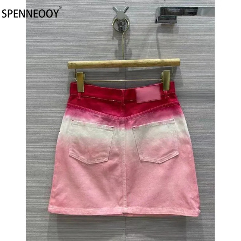 SPENNYMOOR  2021 Designer Brand Summer Gradient Mini Skirt  Women Fashion Embroidery A Line Skirt