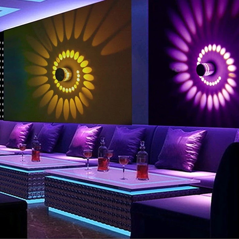 

3W Colorful RGB Spiral Hole LED Wall Light Effect Wall Lamp With Remote Controller Wandlamp KTV Bar Party Decoration