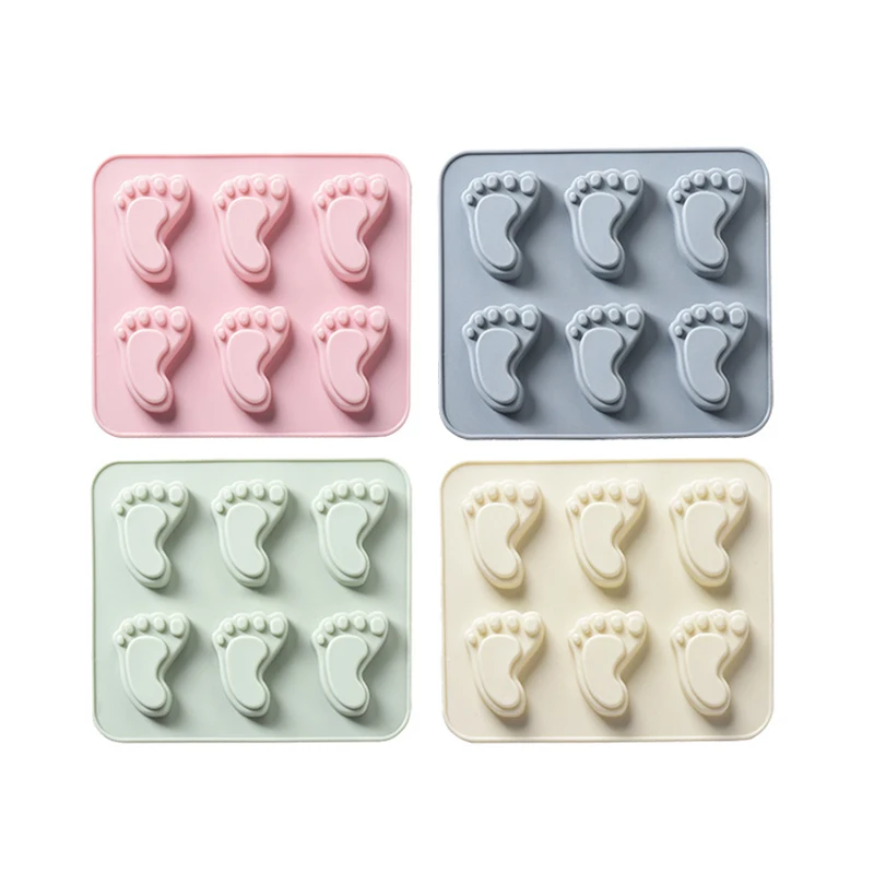 

The new silicone mold 6 small feet shape chocolate baking tools non-stick silicone cake mold jelly and candy mold 3D mold DIY