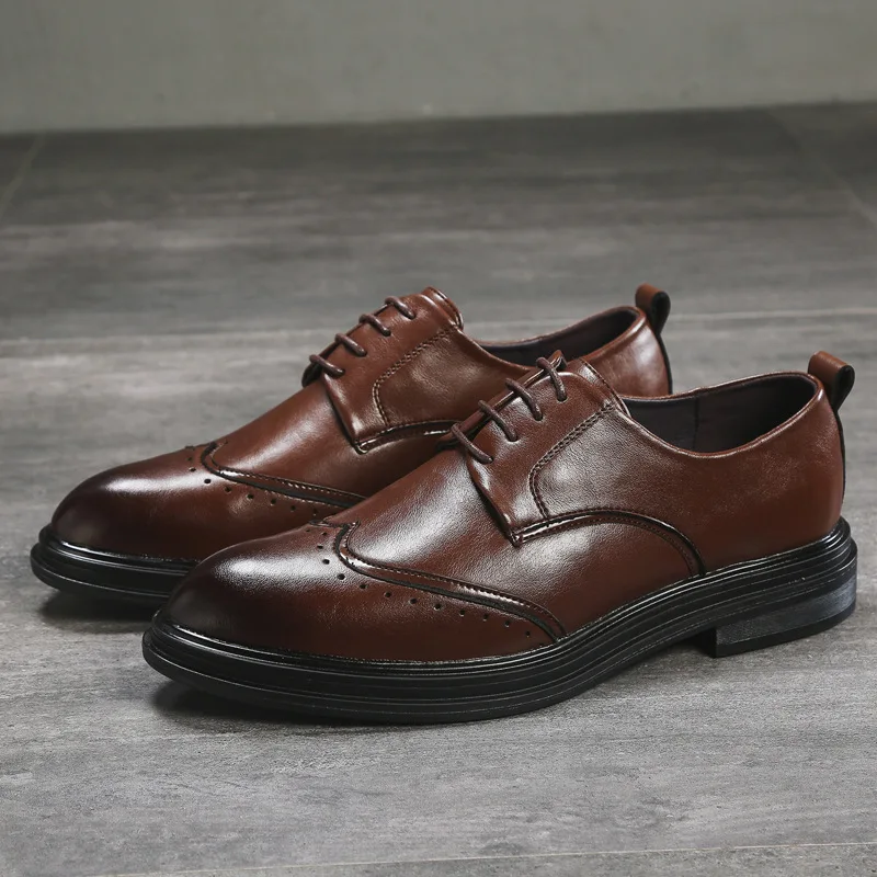 

Handmade Microfiber Leather Men Oxfords Lace-Up Carved Business Men Formal Shoes, Men Dress Shoes985