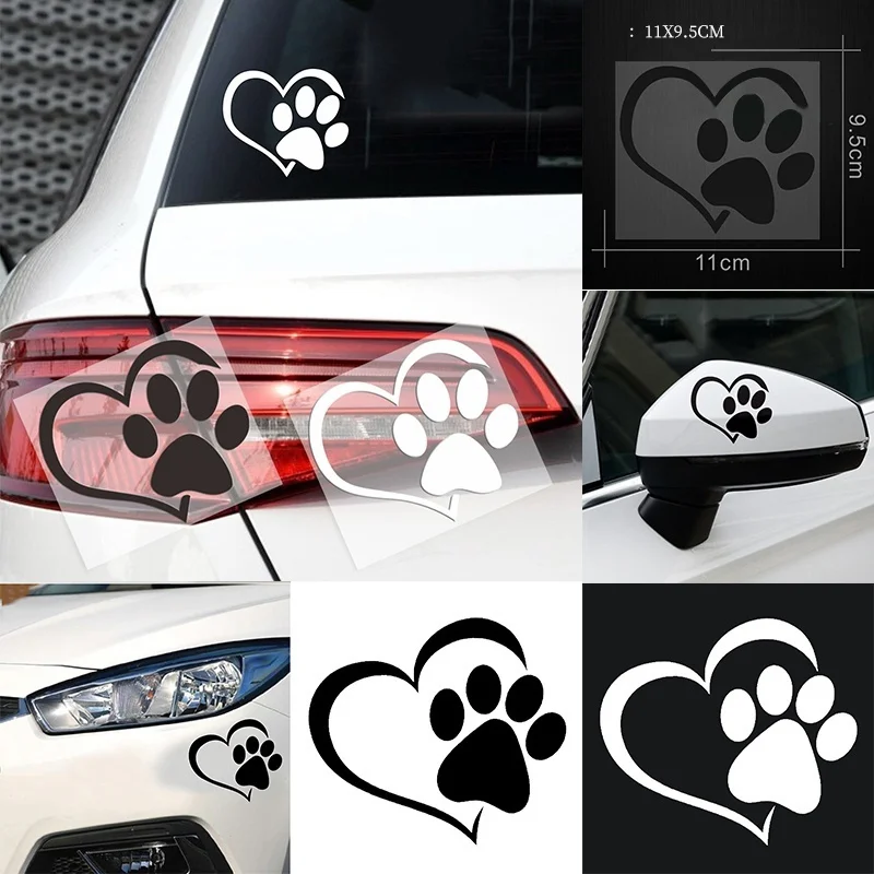 New cute dog claw peach heart cartoon animal adopts dog cat love pet 3D animal dog focovering scratch waterproof car sticker PVC