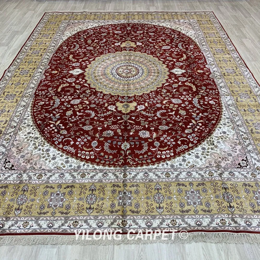 Goedkoop Yilong 9 'X 12' Vantage Klassieke Kleed Grote Rode Medaillon Antiek Tapijt Woonkamer Perzische (YJH266AB)