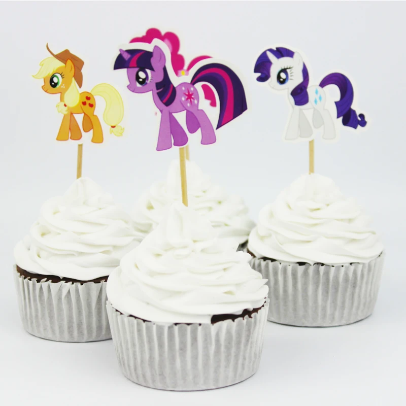 

24Pcs/lot My little pony Cupcake Topper Picks Birthday Wedding Party Decorations Kids Party Favors Party Decoration