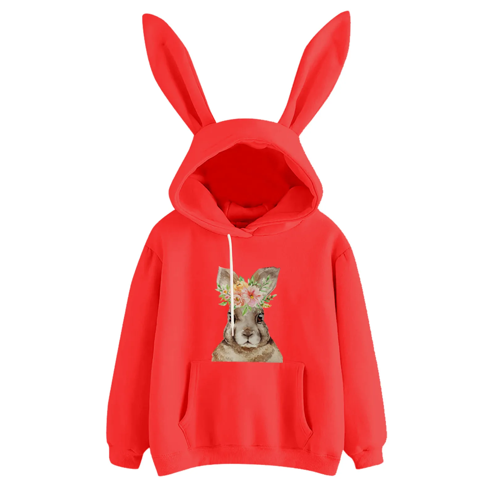 

Sweatshirt Ladies Fun Printed Wreath Rabbit Personality Pattern Loose Pullover Top Outerwear Sweatshirt Pullovers Hoodies d3