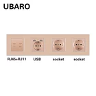 Евророзетка UBARO из закаленного стекла, европейская и Европейская стандартная, настенная розетка с RJ45 RJ11TV, Usb, 5 В, 2 А, комбинированная розетка AC110-250V 16A