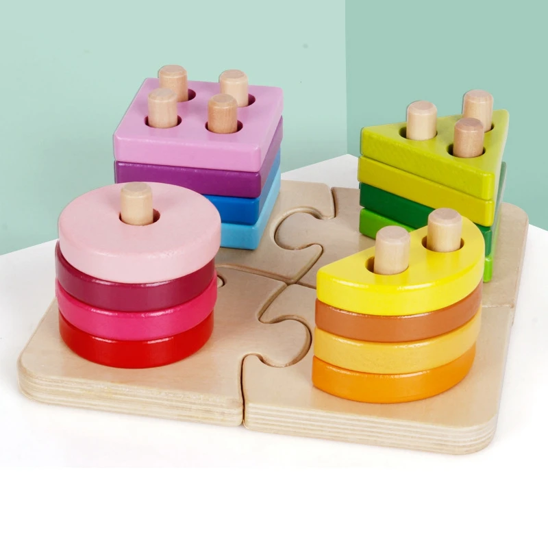 Деревянные игрушки детские для укладки колонны головоломки Игрушки раннего