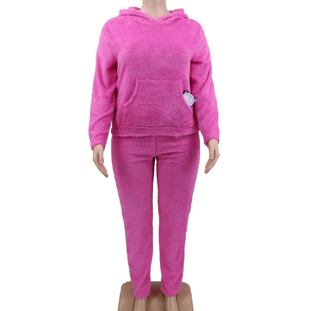 

Low price wholesale Plus Size S-5XL Women Thick Warm Plush Two Piece Set Tracksuit Long Sleeve Hooded Sweatshirts Pencil Pants