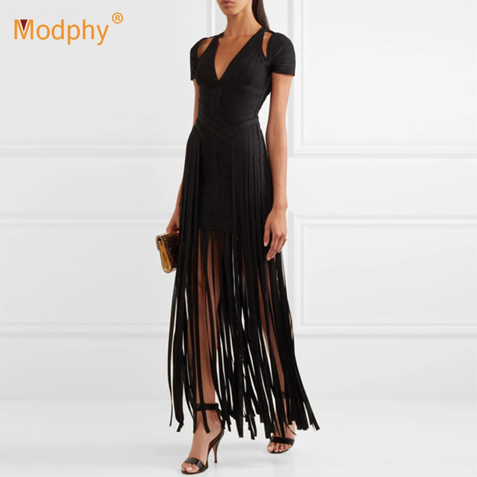 Новинка 2019 Черное женское Бандажное платье соблазнительное с коротким рукавом и