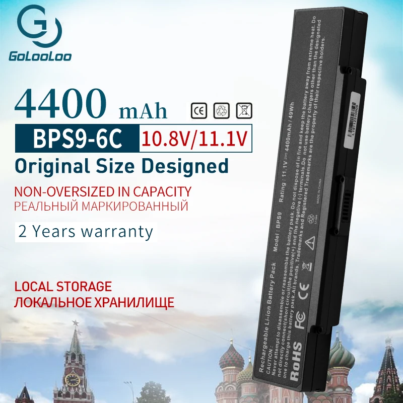 Golooloo 11 1 V аккумулятор большой емкости 4400 мАч для Sony VGP-BPS10 VGP-BPS9/B VGP-BPS9A/B VGP-BPS9/S VGP-BPS9 |