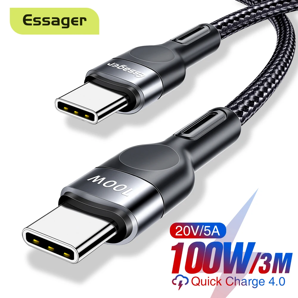 

Essager PD 100W USB Type C To USB C Cable Fast Charging Charger Wire Cord USBC Type-C Quick Charge Cable For Macbook iPad Xiaomi