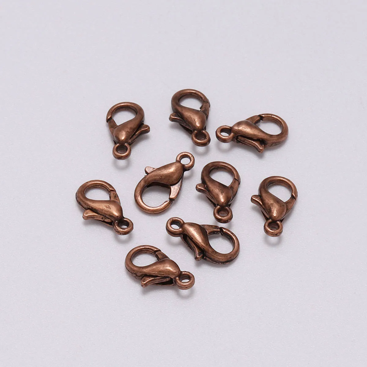 Red Copper 50 шт./лот, 10*5 мм, фурнитура для ювелирных изделий, застежка-карабин, крючки, серебро, золото, черный разъем для ожерелья, браслет цепь, изготовление ювелирных изделий - Цвет: Red Copper