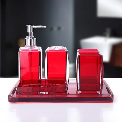 Прозрачные Акриловые аксессуары для ванной набор из шести штук комплект Зубная