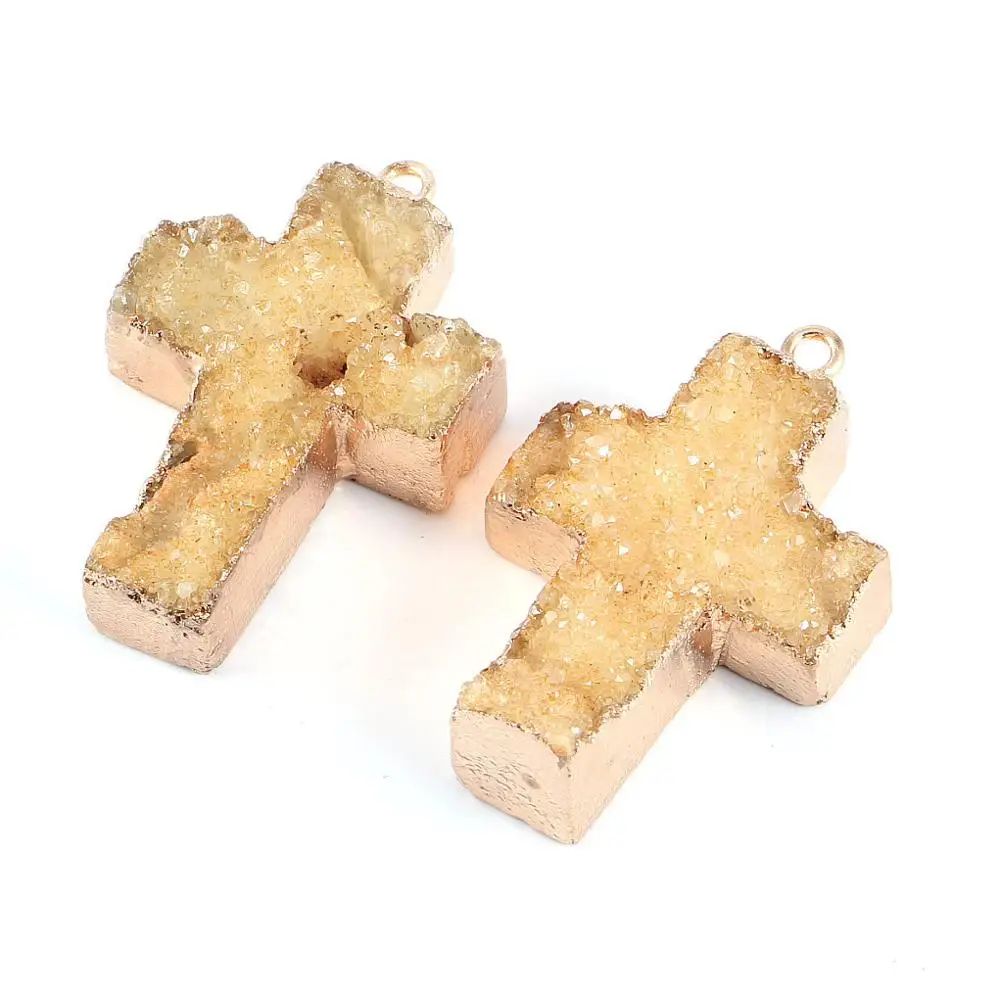 Модное ожерелье с подвеской LE SKY из натурального камня крестом золотистого агата