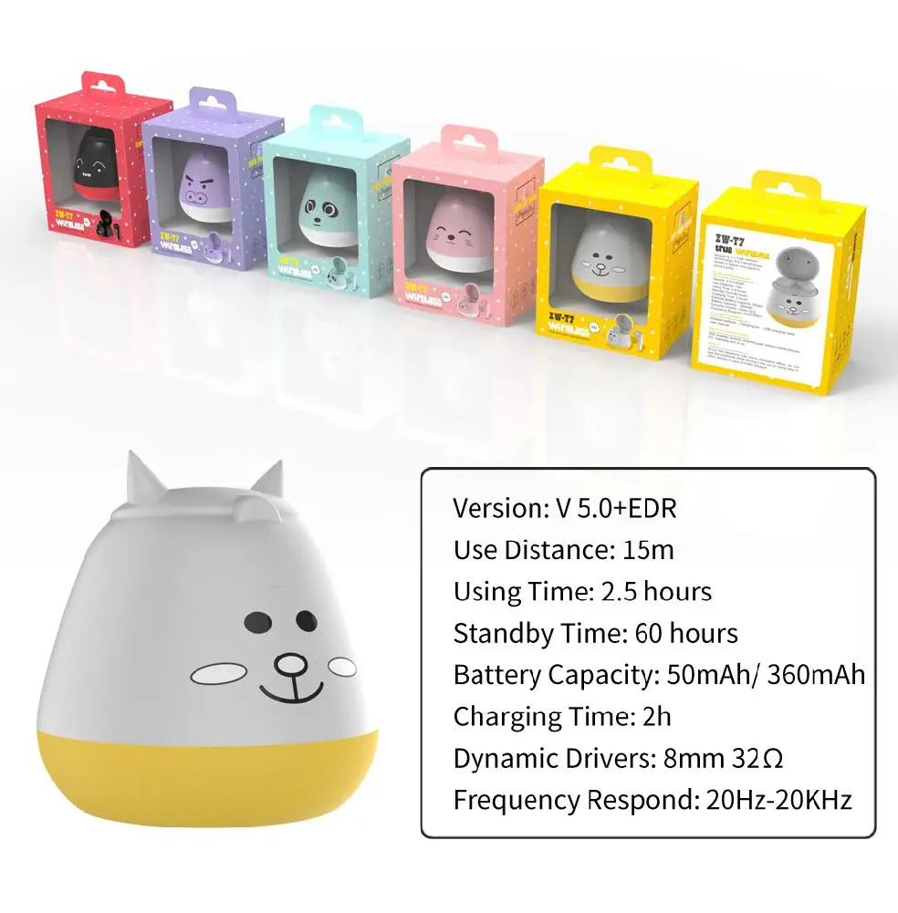 BEESCLOVER TWS Bluetooth 5 0 наушники милые Мультяшные настоящие Беспроводные спортивные