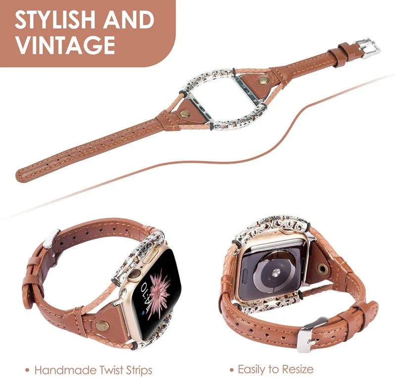 

Leather Twist Strip Strap For Apple Watch SE Series 6 iWatch 44mm 40mm Wristband For Applewatch 5 Band Series 3 Bracelet 42mm