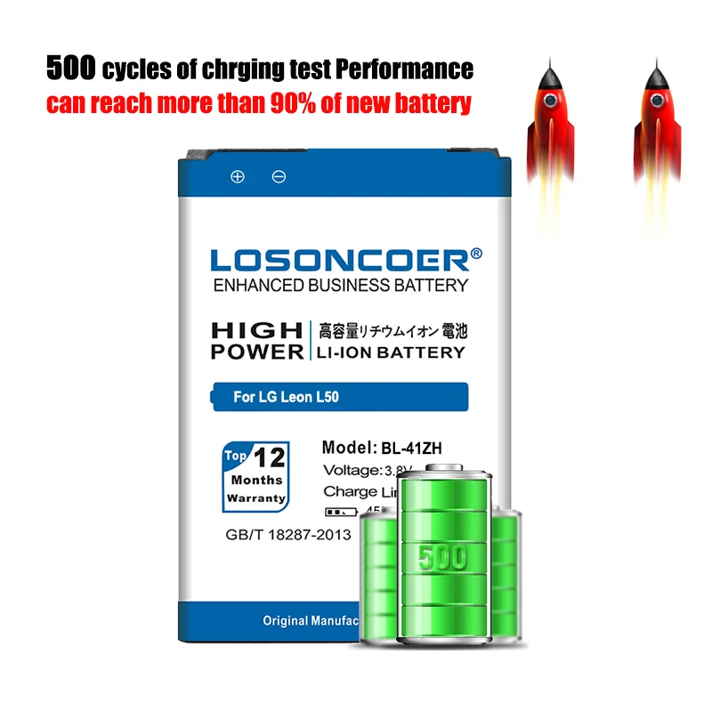 100% оригинал LOSONCOER 4550mAh BL 41ZH / EAC62378401h запасная батарея для LG Leon L50 C40 H340 H343 H345 MS345 D213N