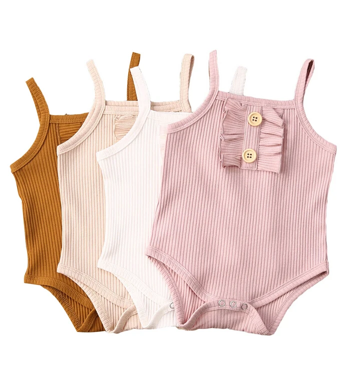 Pudcoco-ropa de punto para ni&ntilde;a reci&eacute;n nacida, Pelele con tirantes de Color s&oacute;lido, traje de una pieza, traje de algod&oacute;n, ropa de verano-5