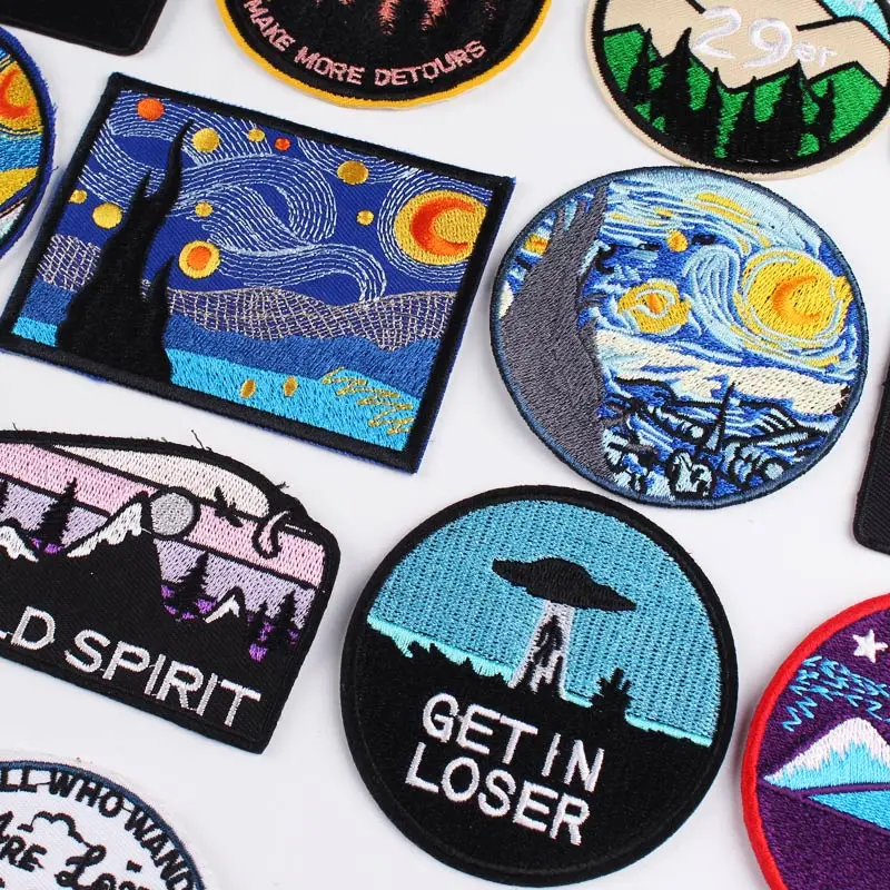 Приключения путешествия вышитые нашивки для одежды утюгом на одежду полосы