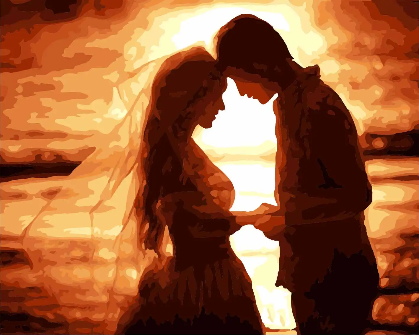 

Painting By Numbers Wedding in the sunset Drawing On Canvas HandPainted Gift Picture By Number character Kits Home Decor