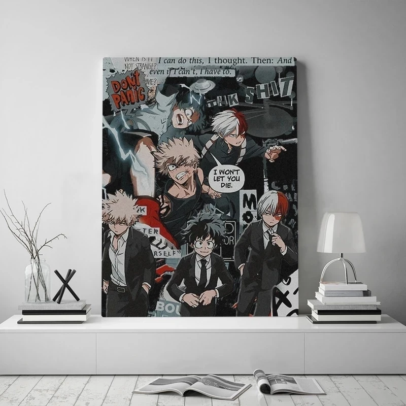 

Wall Art Canvas Painting Deku En Todoroki Bakugo Esthetische Anime My Hero Academy Poster Prints Pictures Home Decor Living Room