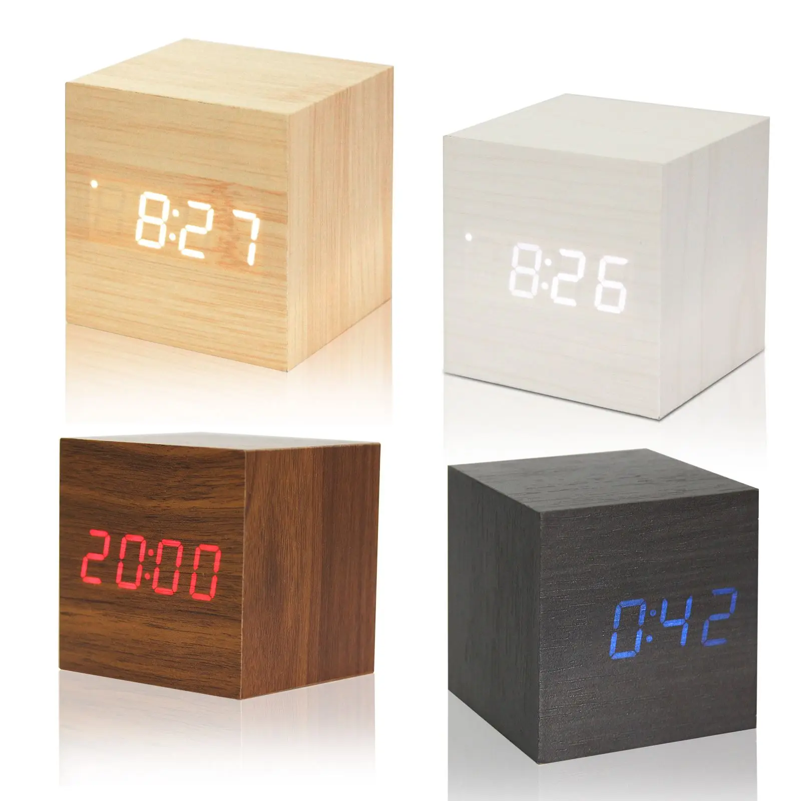 

Alarm Clock Wooden LED Watch Table Voice Control Digital Wood Despertador Electronic Desktop USB/AAA Powered Clocks Table Decor