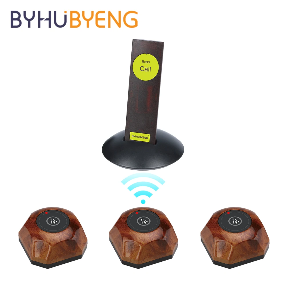 

BYHUBYENG Office Bell Remind 3 Call 1 Pager for Boss Staff Waiter Panic Button Emergency Wireless Receiver Bars and Restaurants