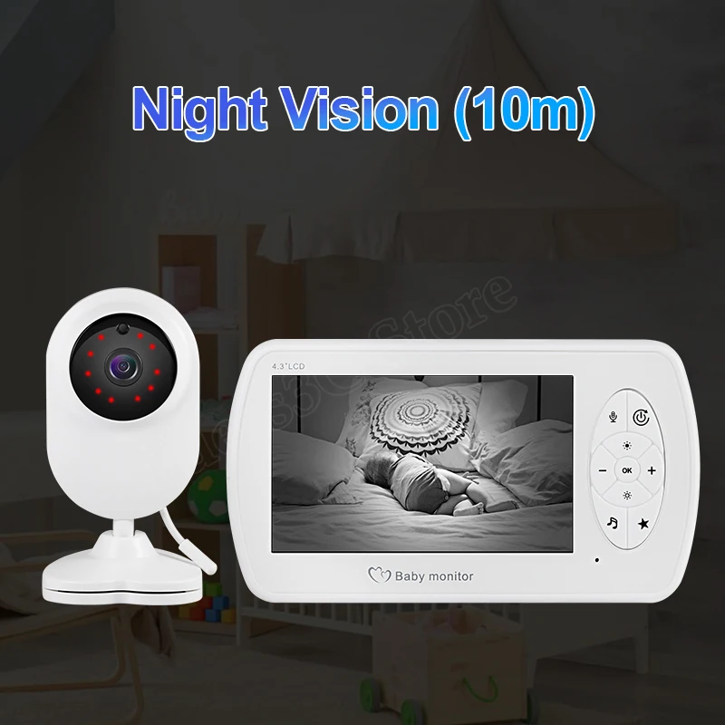 Цветной беспроводной видеоняня с 4 3-дюймовым ЖК-дисплеем камерой ночного видения