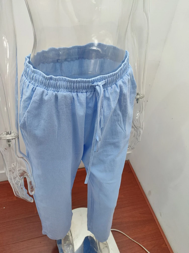 

2021 Fashion Womens Clothing 8-Color Solid Color Trousers Cotton And Linen Pants For Women Loose Women'S Trousers Pants