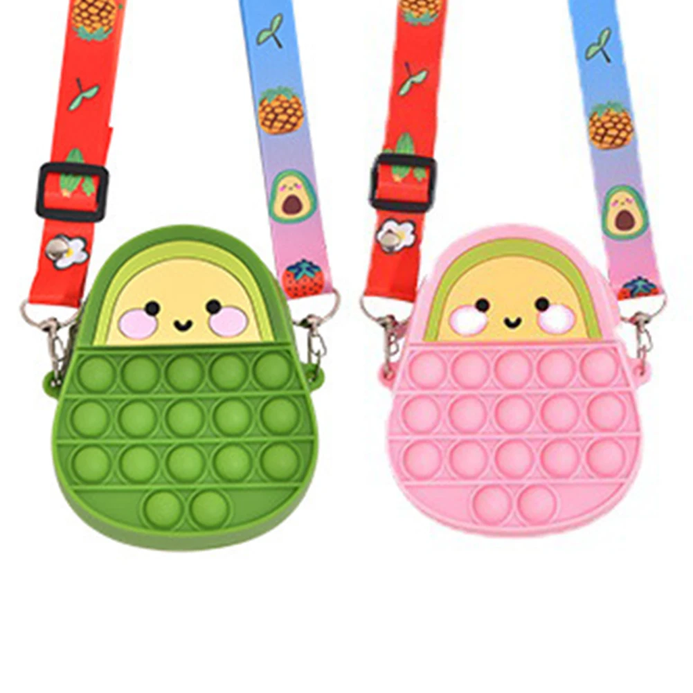 

Fingertip Toys Sensory Decompression Toys Cute Avocado Push Bubble Silicone Shoulder Bag Children Adult Toys Autism Needs