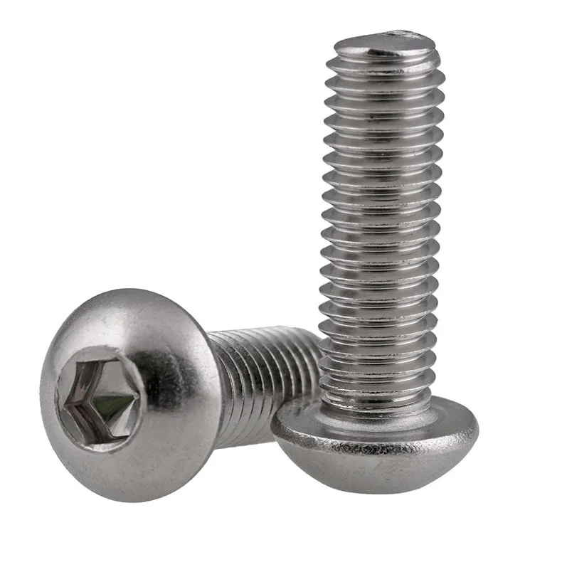 

304 Stainless Steel Round Head / Pan Head Hexagon Socket Screw / Half Round Cup Screw Mushroom Head Bolt M5-M12 5Pcs